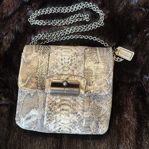 Coach Python Snakeskin Leather Shoulder Crossbody - Picture 2 of 8
